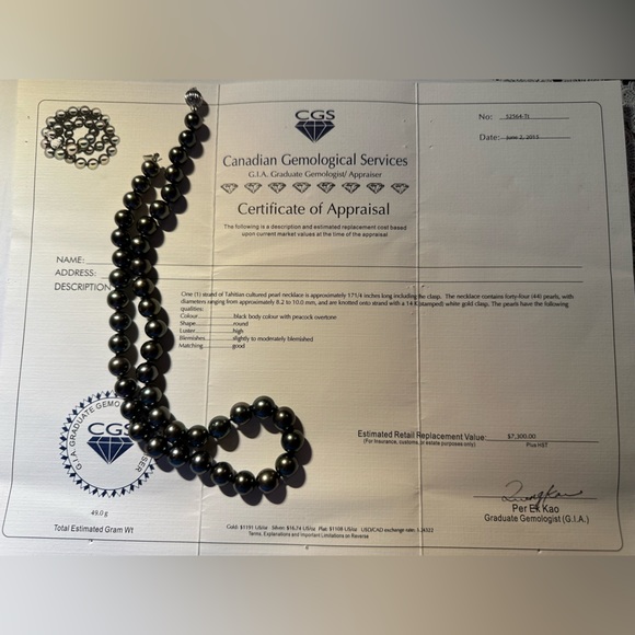 Tahitian cultured Pearl necklace with certificate of Authenticity - Picture 13 of 16